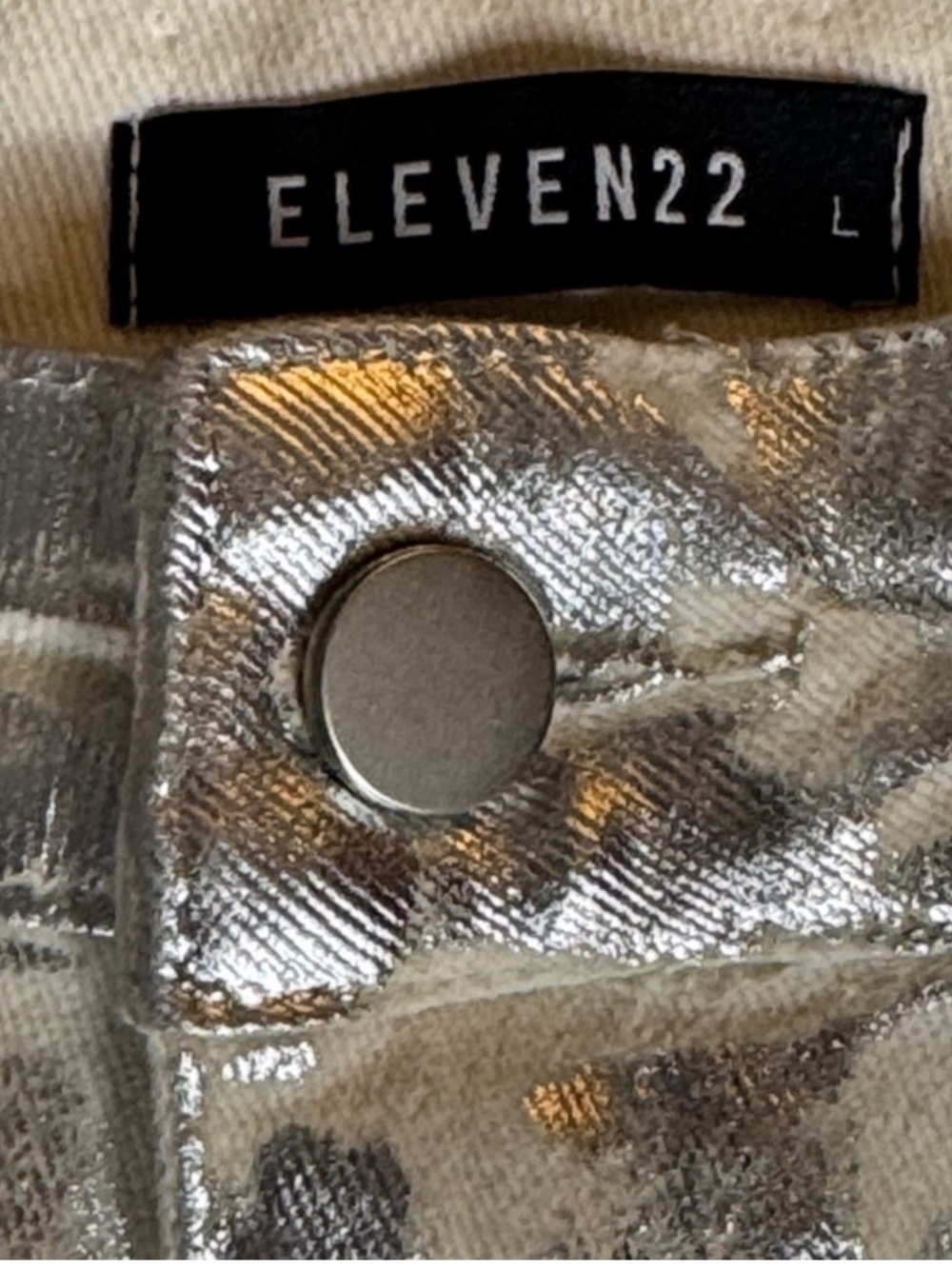 ELEVEN22 SILVER METTALIC COATED DENIM MAXI SKIRT HIGH SLIT Y2K FUTURISTIC GLAM - Picture 11 of 12